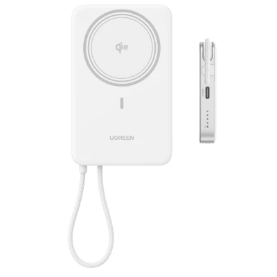 Портативная батарея Ugreen 10000mAh 30W 1xUSB-C + 15W Magnetic Wireless + cable USB-C white (75983B) [75983B-B] — фото 7