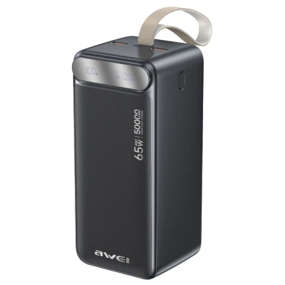 Портативна батарея AWEI 50000mAh PA-81 65W PD 2xUSB-A/USB-C black