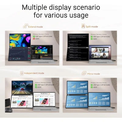 Монітор ASUS ZenScreen DUO MQ149CD 1920 x 1200 OLED сірий (90LM0AKV-B01N70-B) — фото 5