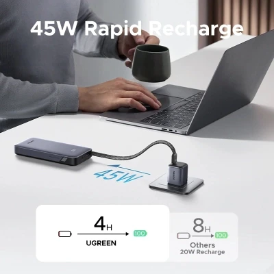 Портативная батарея Ugreen 20000mAh 45W with Built-in Cable (PB536 55988B) [PB53655988B-B] — фото 5