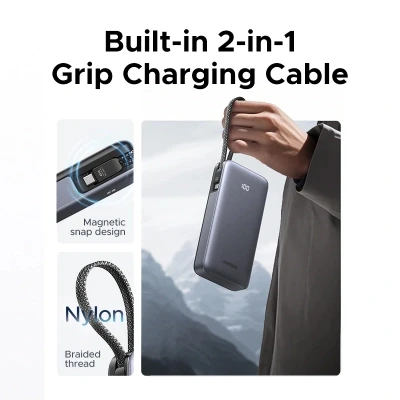 Портативная батарея Ugreen 20000mAh 45W with Built-in Cable (PB536 55988B) [PB53655988B-B] — фото 6