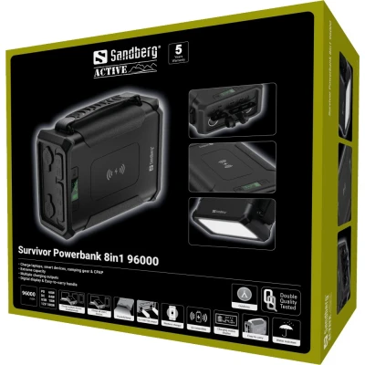 Портативная батарея Sandberg 96000mAh, Survivor, DC/84W, PD/60W, Cigar Lighter 180W, Wireless, LiFePo4 (420-78) [420-78-B] — фото 6
