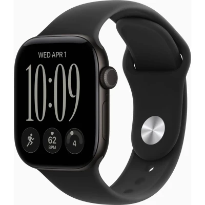 Смарт-годинник Apple Watch Series 12 GPS 46mm Black Aluminium Case with Black Sport Band - M/L