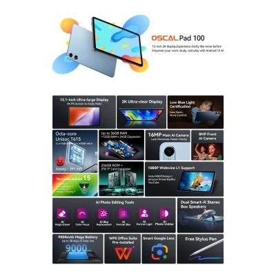 Планшет Oscal Pad 100 12.0" 6/256GB 4G (LTE) Sky Blue (6931548326335) [6931548326335-B] — фото 8