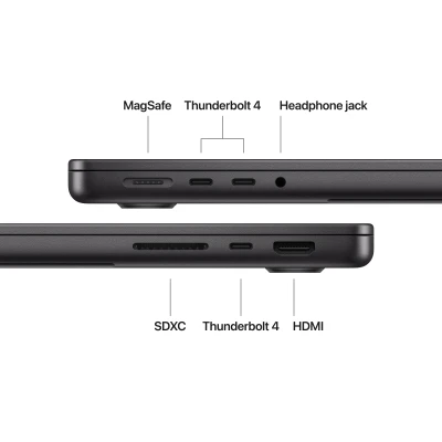 Ноутбук Apple MacBook Pro 14 A3434 M5 Space Black 3024x1964 (Liquid Retina XDR) Apple M5 (4.61 ГГц) RAM 16 / SSD темно-сірий (MDE14UAA-B) — фото 3