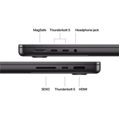 Ноутбук Apple MacBook Pro 14 A3427 M5 Max Space Black 3024x1964 (Liquid Retina XDR) Apple M5 Max (4.61 ГГц) RAM 36 / SSD темно-сірий (MGDU4UAA-B) — фото 7