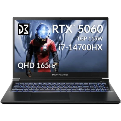 Ноутбук Dream Machines RG5060-15 2560x1440 (WQHD) Intel Core i7-14700HX RAM 32 / SSD чорний (RG5060-15UA21-B)