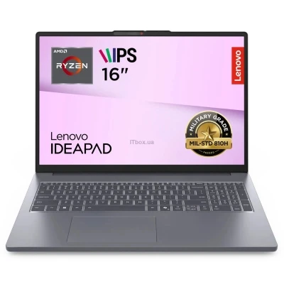 Ноутбук Lenovo IdeaPad Slim 3 16ARP10 1920x1200 (WUXGA) AMD Ryzen 5 7535HS RAM 16 / SSD сірий (83K8006YPB-B)