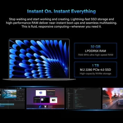 Ноутбук Geekom X14 Pro 2880x1800 (Retina) Intel Core Ultra 9 185H (2.3 - 5.1 ГГц) RAM 32 / SSD сірий (GEEKBOONX14CMOU9185H-322-US-B) — фото 8