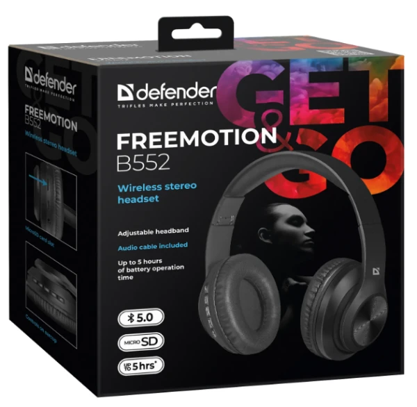 Навушники Defender FreeMotion B552 Black (63552) [63552-Y] — фото 7