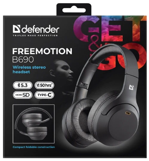 Наушники Defender FreeMotion B690 Bluetooth Black (63690) [63690-Y] — фото 11