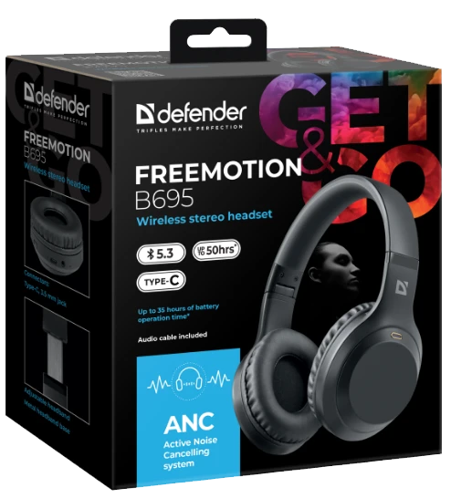 Наушники Defender FreeMotion B695 Bluetooth ANC Black (63695) [63695-Y] — фото 11