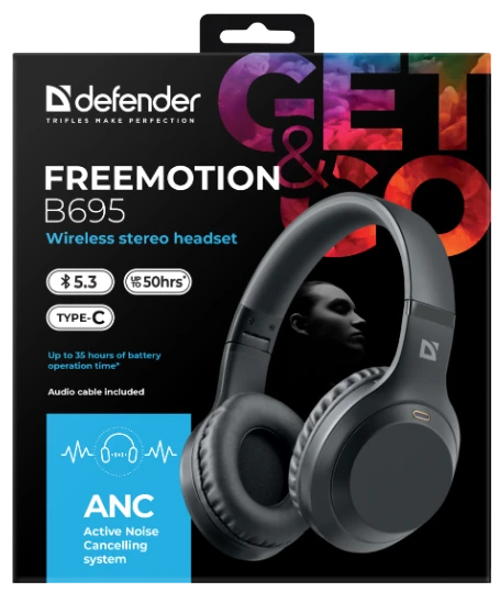 Наушники Defender FreeMotion B695 Bluetooth ANC Black (63695) [63695-Y] — фото 6