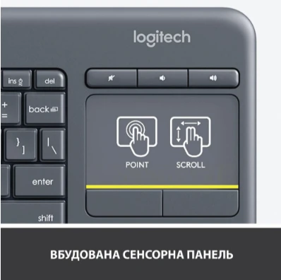 Logitech Wireless Touch K400 Plus, US, Black (920-007145) [920-007145-Y] — фото 4