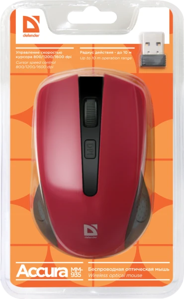 Defender Accura MM-935 Wireless Red — фото 2