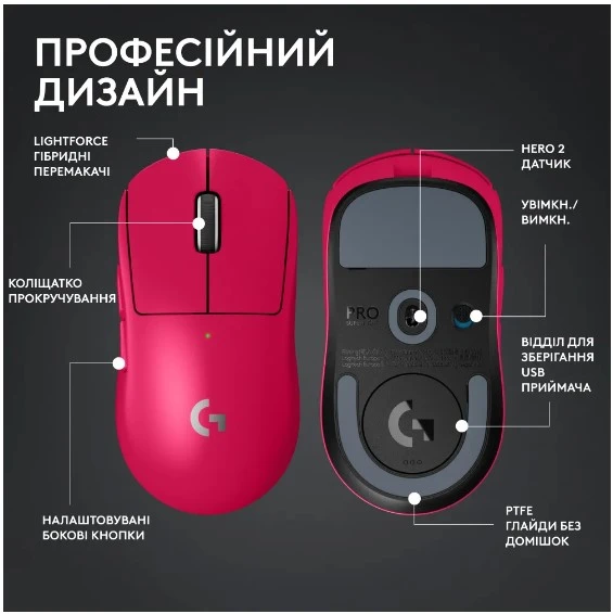 Logitech G PRO X SUPERLIGHT 2 LIGHTSPEED Gaming, Magenta (910-006797) [910-006797-Y] — фото 8