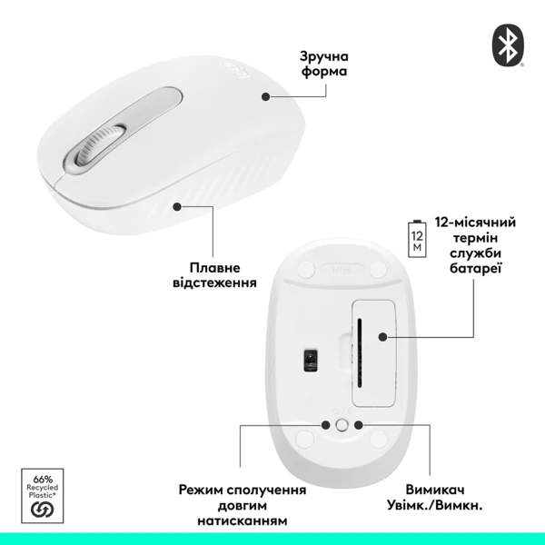 Logitech M196 Bluetooth Off White (L910-007460) [910-007460-Y] — фото 8