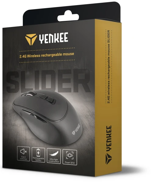 компьютерная Yenkee YMS 2080GY WL rechargable mouse SLIDER Black [45019322-Y] — фото 9