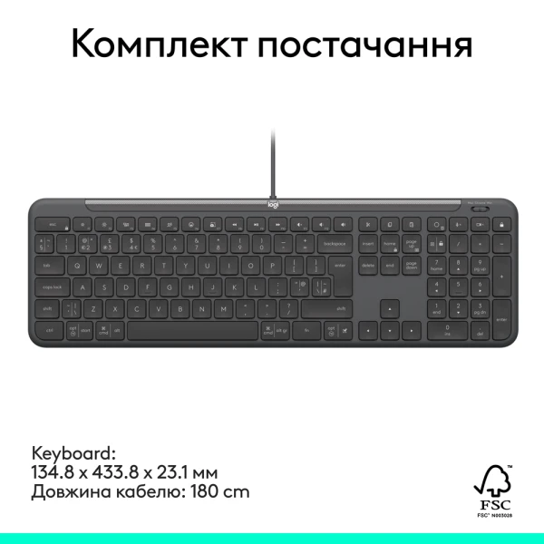 Logitech Signature Slim K620 Wired Keyboard for Business - GRAPHITE (920-013333) [920-013333-Y] — фото 5
