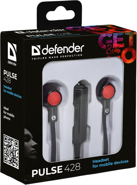 Навушники Defender Pulse 428 Black/Red — фото 2