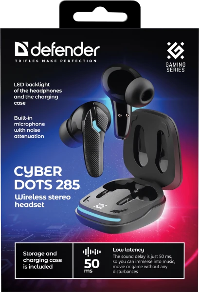 Наушники Defender CyberDots 285 TWS Bluetooth Black (63285) [63285-Y] — фото 4
