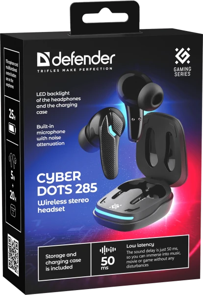 Наушники Defender CyberDots 285 TWS Bluetooth Black (63285) [63285-Y] — фото 7