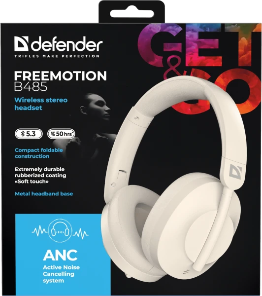 Навушники Defender FreeMotion B485 Bluetooth ANC Beige (63485) [63486-Y] — фото 11