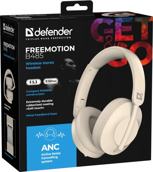 Навушники Defender FreeMotion B485 Bluetooth ANC Beige (63485) [63486-Y] — фото 6